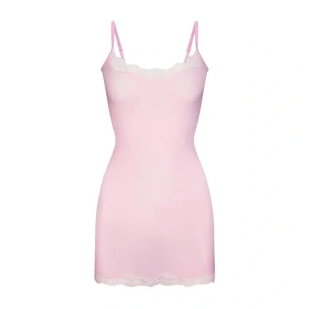 SKIMS Cherry Blossom Tonal Fits Everybody Lace Slip Dress NWOT L